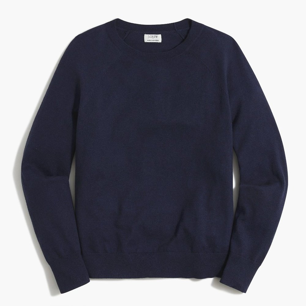 J. Crew Cotton-blend Crewneck Sweater with Cashmere - Dark Blue - Medium - NWOT
